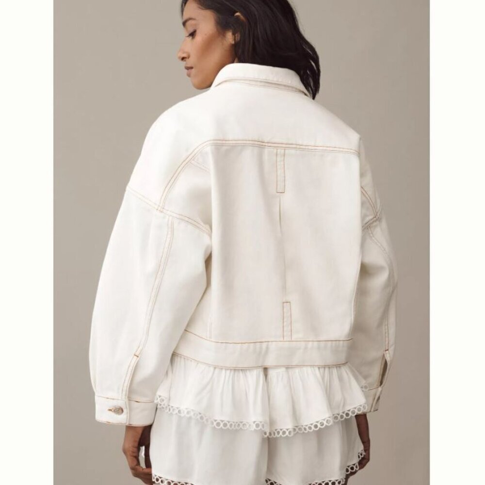 Farm Rio Mini Bomber Jacket Off White - Sz M NWT - Picture 6 of 6